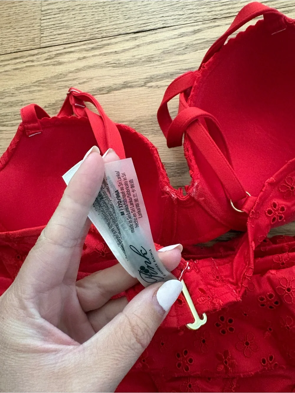 Frankie's Bikinis Red Eyelet Ruffle Bikini Set